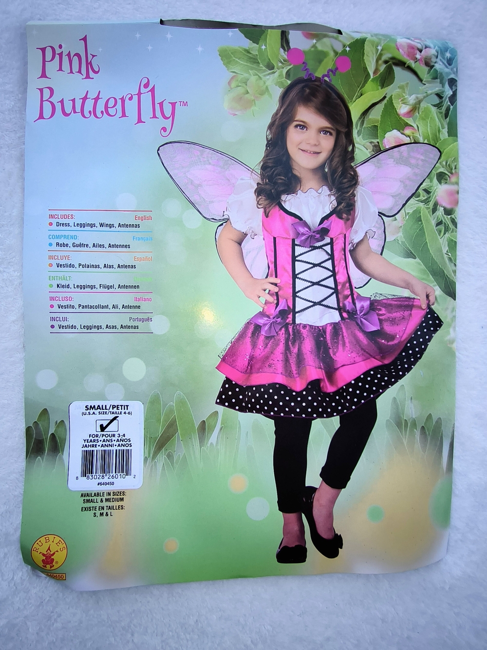 Rubie's Pink Butterfly Dress with Wings and Black Leggings